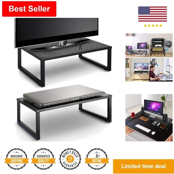 Other - Black Metal Monitor Stand Riser with Anti-Slip Suction Cup